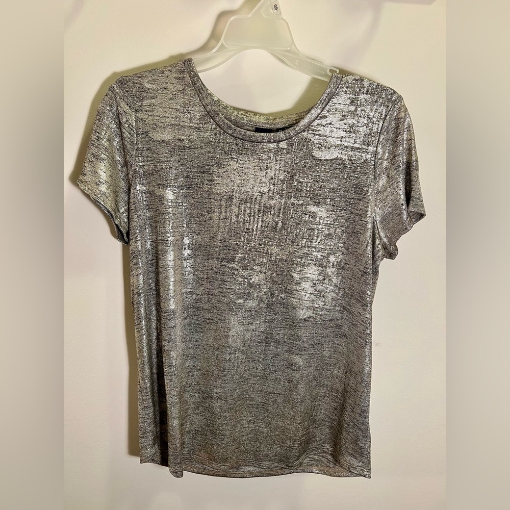 KAARI blue metallic t shirt